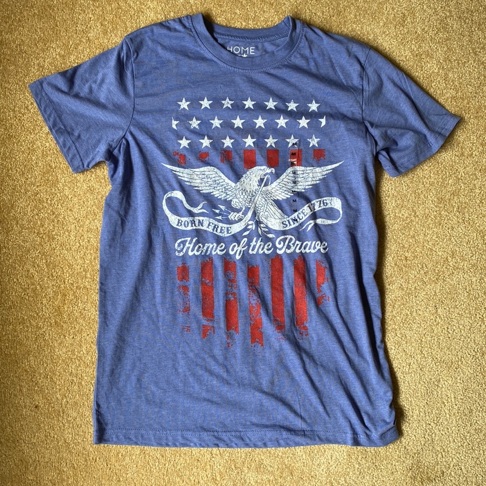 Home of the brave medium blue American 🇺🇸 patriotic USA t shirt medium new